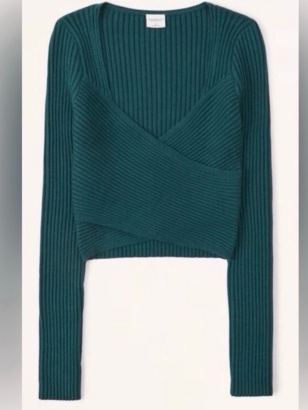⚡️Abercrombie & Fitch Ribbed Wrap-Front Forest Green Knit Top